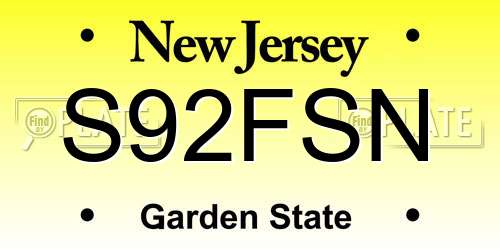 S92FSN New Jersey License Plate