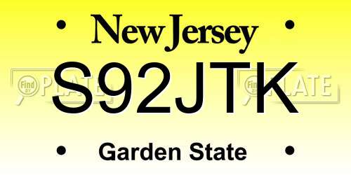 S92JTK New Jersey License Plate
