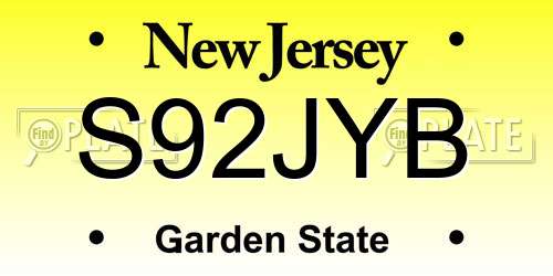 S92JYB New Jersey License Plate