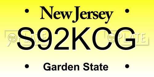 S92KCG New Jersey License Plate