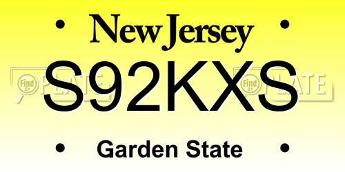 S92KXS New Jersey License Plate