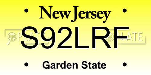 S92LRF New Jersey License Plate