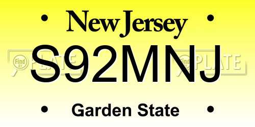 S92MNJ New Jersey License Plate