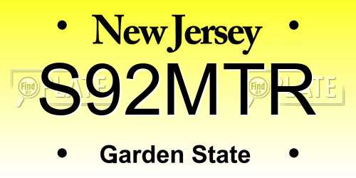 S92MTR New Jersey License Plate