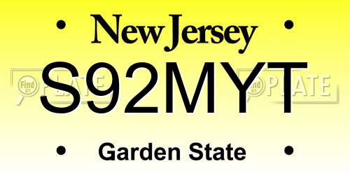 S92MYT New Jersey License Plate