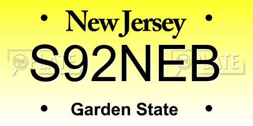 S92NEB New Jersey License Plate