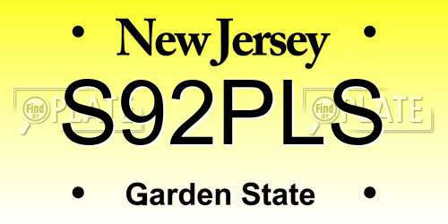 S92PLS New Jersey License Plate