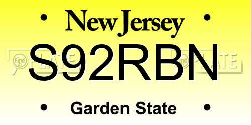 S92RBN New Jersey License Plate