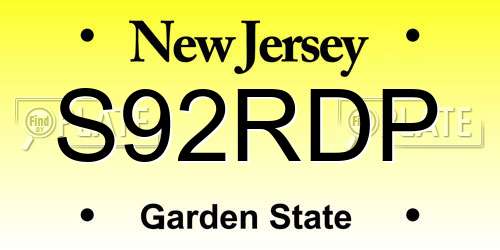 S92RDP New Jersey License Plate