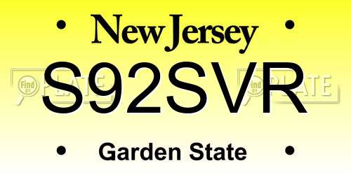 S92SVR New Jersey License Plate