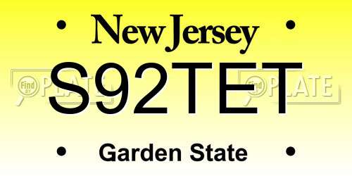 S92TET New Jersey License Plate