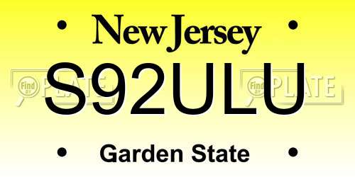 S92ULU New Jersey License Plate