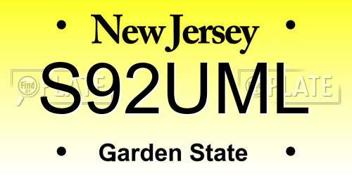 S92UML New Jersey License Plate