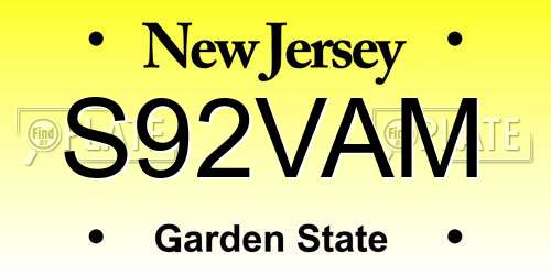 S92VAM New Jersey License Plate