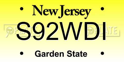 S92WDI New Jersey License Plate