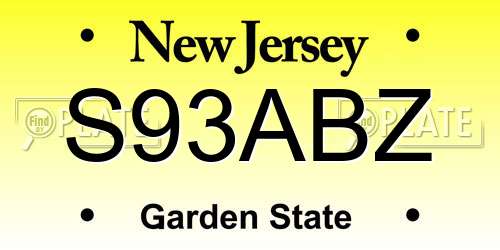S93ABZ New Jersey License Plate