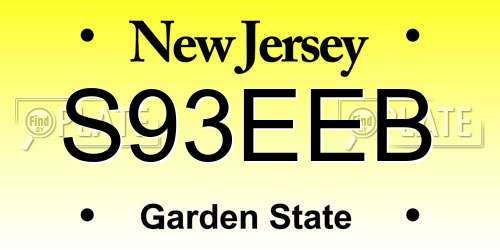 S93EEB New Jersey License Plate