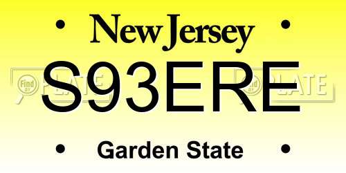 S93ERE New Jersey License Plate