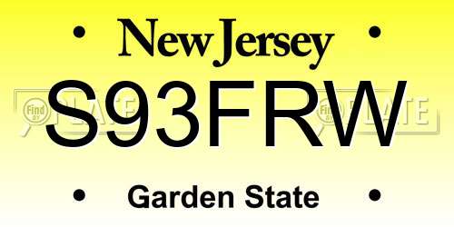 S93FRW New Jersey License Plate
