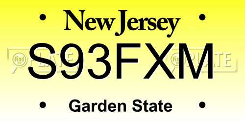 S93FXM New Jersey License Plate