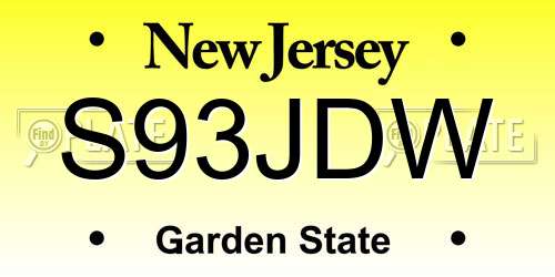 S93JDW New Jersey License Plate