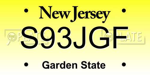 S93JGF New Jersey License Plate