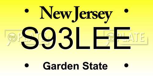 S93LEE New Jersey License Plate