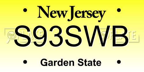 S93SWB New Jersey License Plate