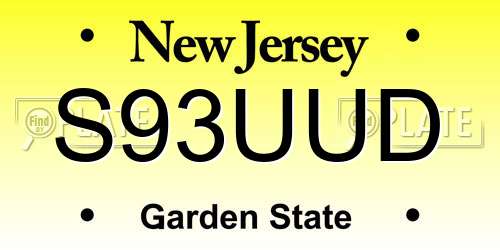 S93UUD New Jersey License Plate
