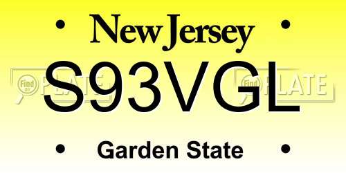 S93VGL New Jersey License Plate