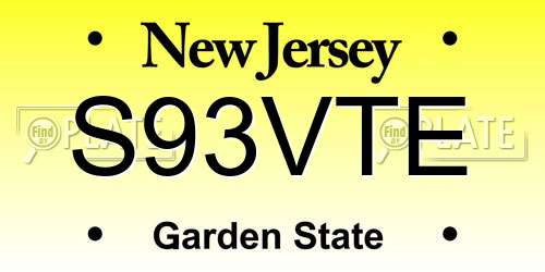 S93VTE New Jersey License Plate