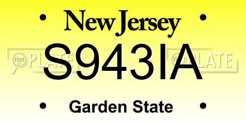 S943IA New Jersey License Plate