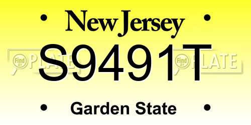 S9491T New Jersey License Plate