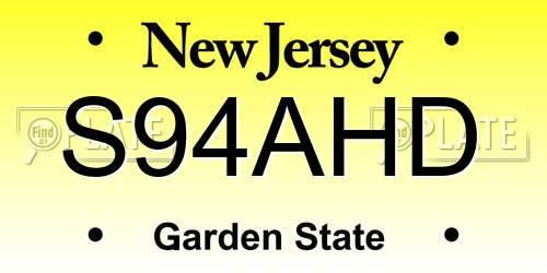 S94AHD New Jersey License Plate