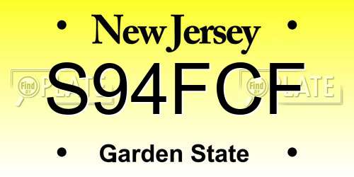 S94FCF New Jersey License Plate