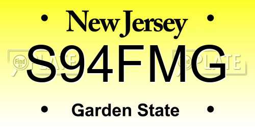S94FMG New Jersey License Plate