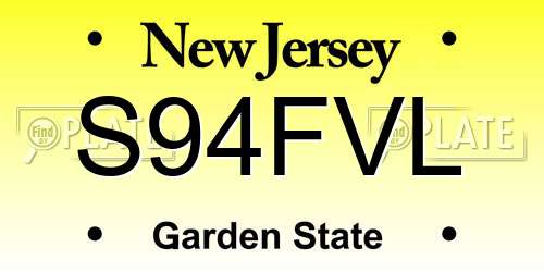 S94FVL New Jersey License Plate