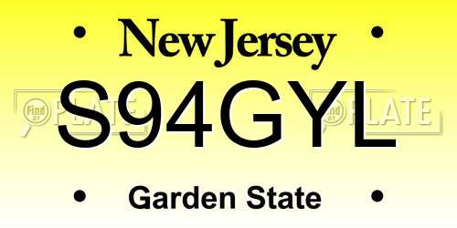 S94GYL New Jersey License Plate