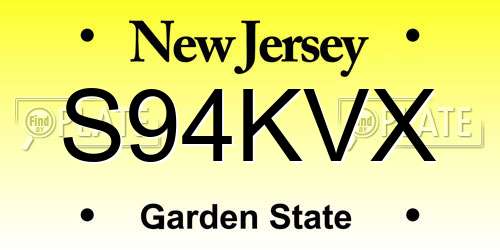 S94KVX New Jersey License Plate