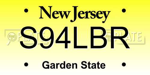 S94LBR New Jersey License Plate