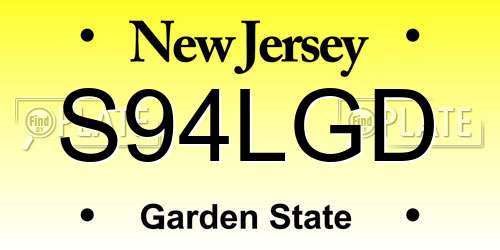 S94LGD New Jersey License Plate