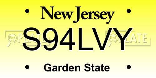 S94LVY New Jersey License Plate