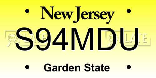 S94MDU New Jersey License Plate