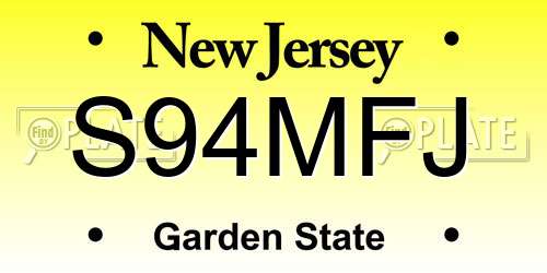 S94MFJ New Jersey License Plate