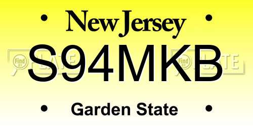 S94MKB New Jersey License Plate