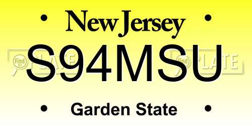 S94MSU New Jersey License Plate