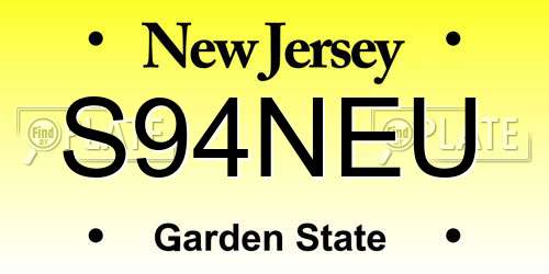 S94NEU New Jersey License Plate