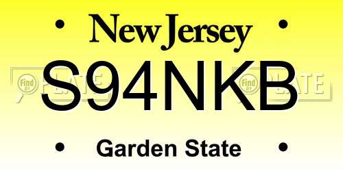 S94NKB New Jersey License Plate