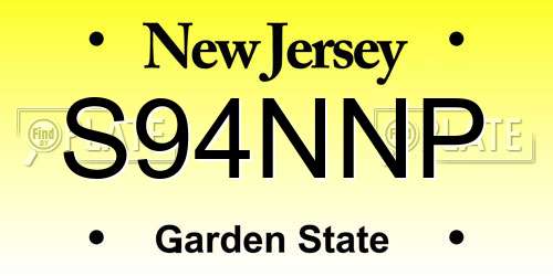 S94NNP New Jersey License Plate