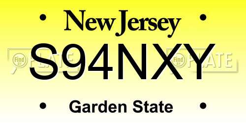 S94NXY New Jersey License Plate